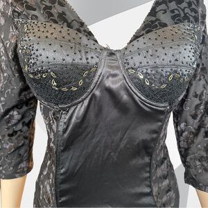 Bustier in Black Velvet Flock 10 NWT